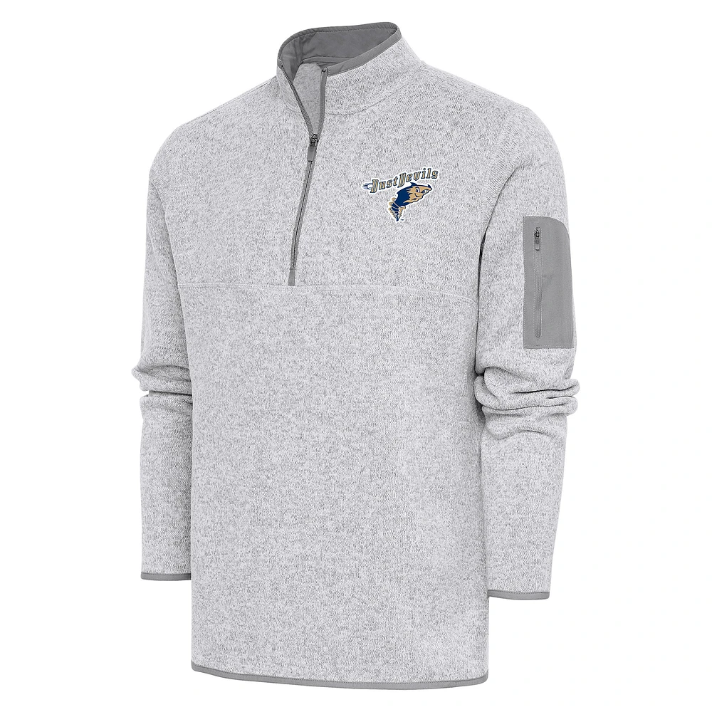 Men's Antigua Heather Tri-City Dust Devils Fortune Quarter-Zip Pullover Jacket