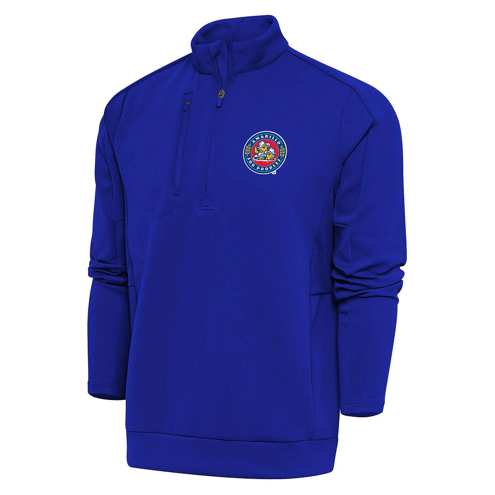 Men's Antigua Royal Amarillo Sod Poodles Generation Quarter-Zip Pullover Top