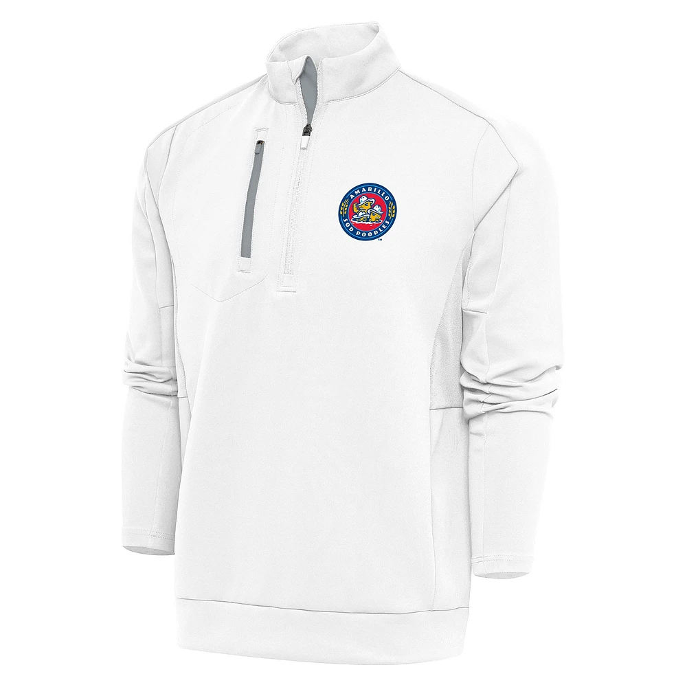 Men's Antigua White Amarillo Sod Poodles Generation Quarter-Zip Pullover Top