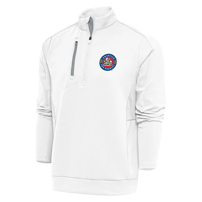 Men's Antigua  White Amarillo Sod Poodles Generation Quarter-Zip Pullover Top