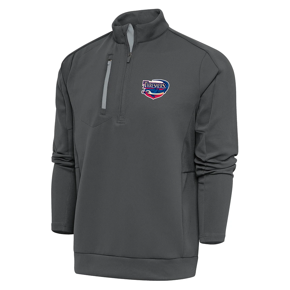 Men's Antigua Pewter Clearwater Threshers Generation Quarter-Zip Pullover Top