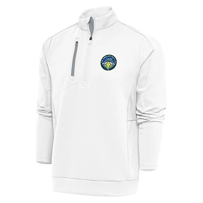 Men's Antigua  White Columbia Fireflies Generation Quarter-Zip Pullover Top