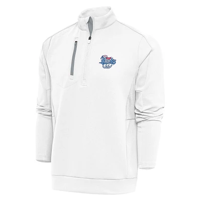 Men's Antigua  White Corpus Christi Hooks Generation Quarter-Zip Pullover Top