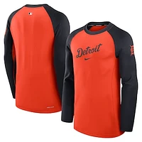 Men's Nike  Orange/Navy Detroit Tigers Authentic Collection Game Time Raglan Performance Long Sleeve T-Shirt