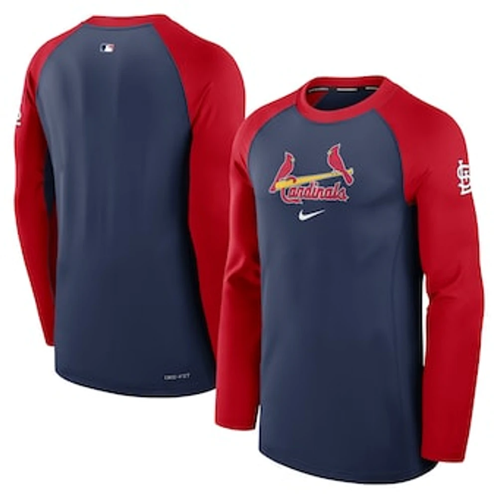 Men's Nike  Navy/Red St. Louis Cardinals Authentic Collection Game Time Raglan Performance Long Sleeve T-Shirt