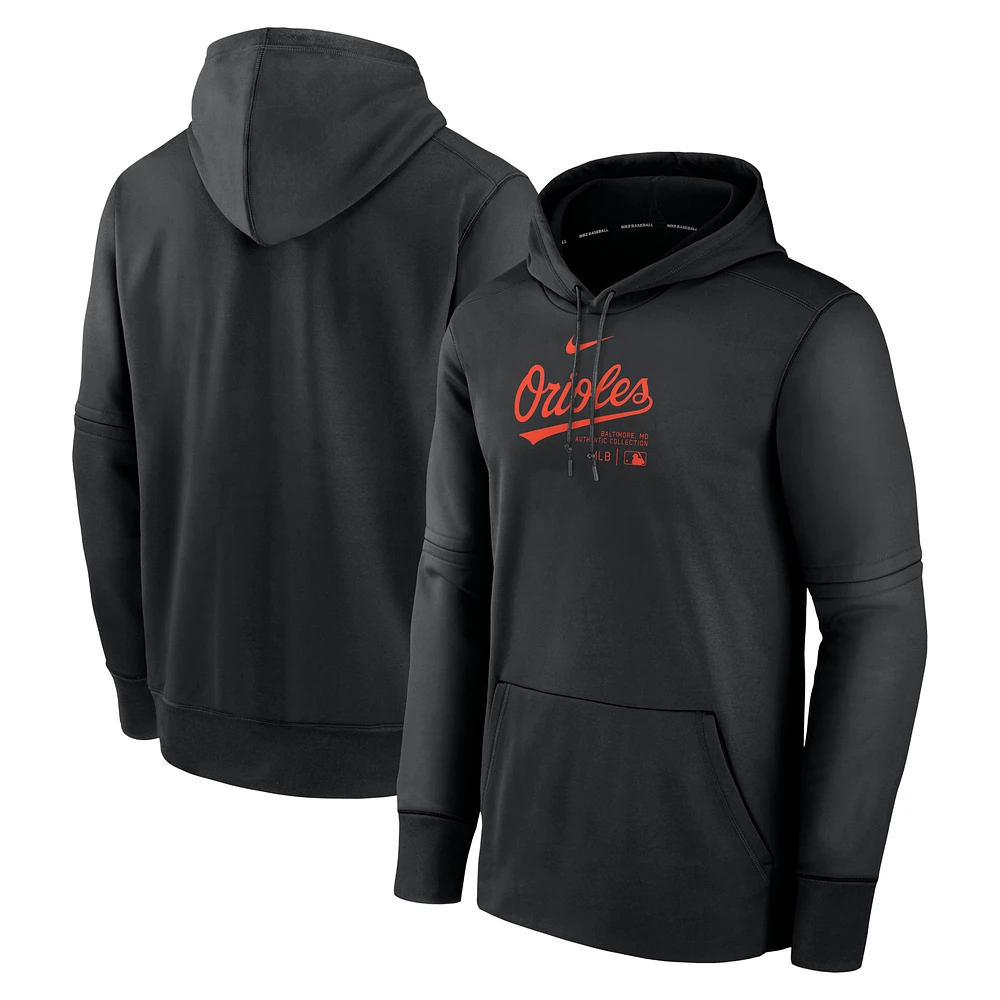 Men's Nike Black Baltimore Orioles Authentic Collection Performance Pullover Hoodie