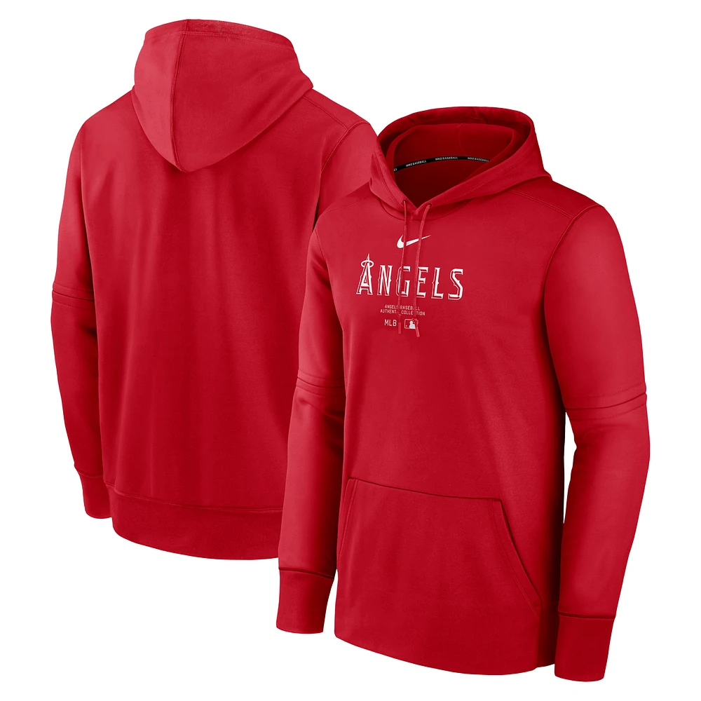 Men's Nike Red Los Angeles Angels Authentic Collection Performance Pullover Hoodie