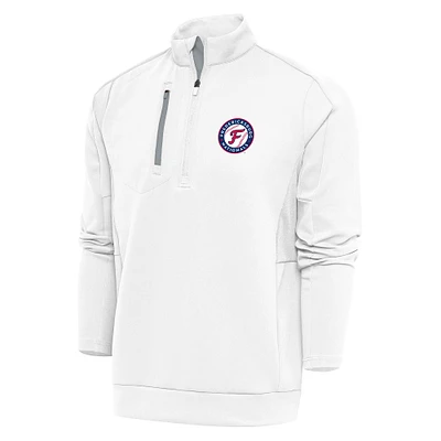Men's Antigua  White Fredericksburg Nationals Generation Quarter-Zip Pullover Top