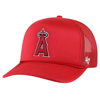 Men's '47 Red Los Angeles Angels Foamo Trucker Snapback Hat