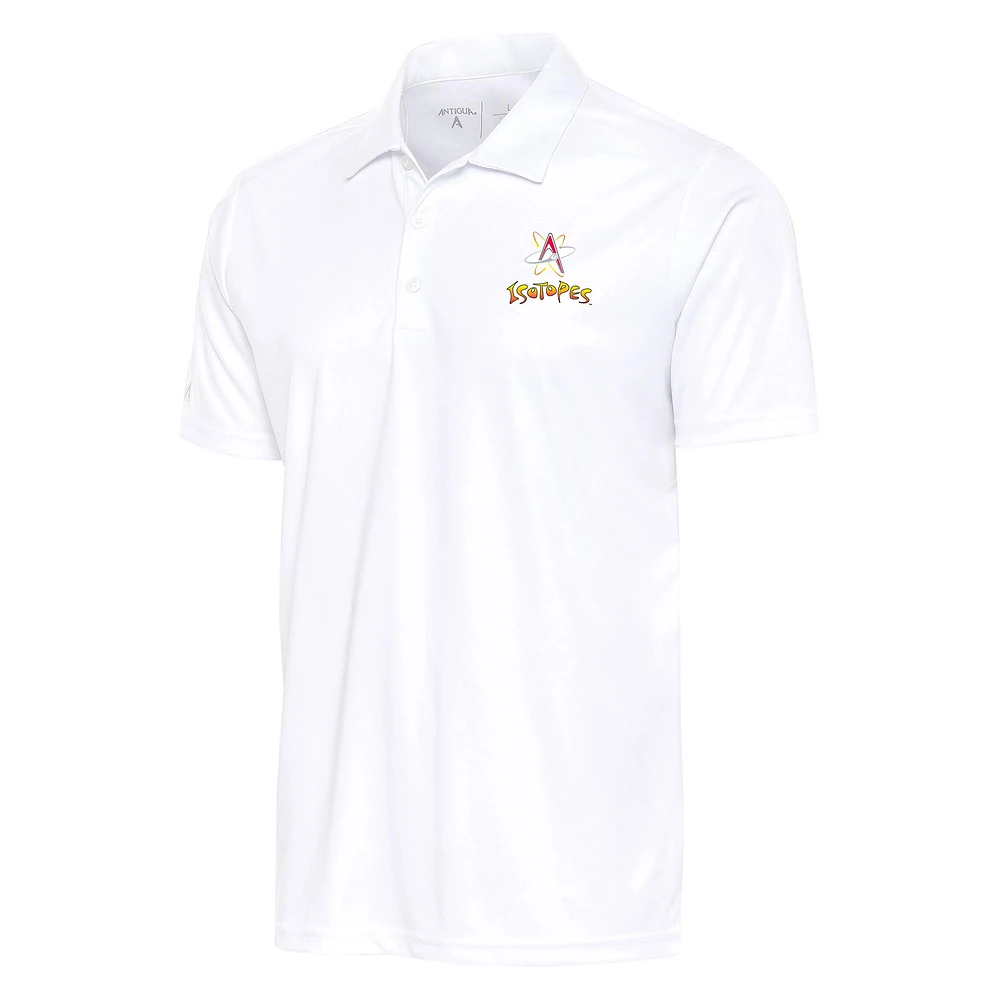 Men's Antigua White Albuquerque Isotopes Tribute Polo