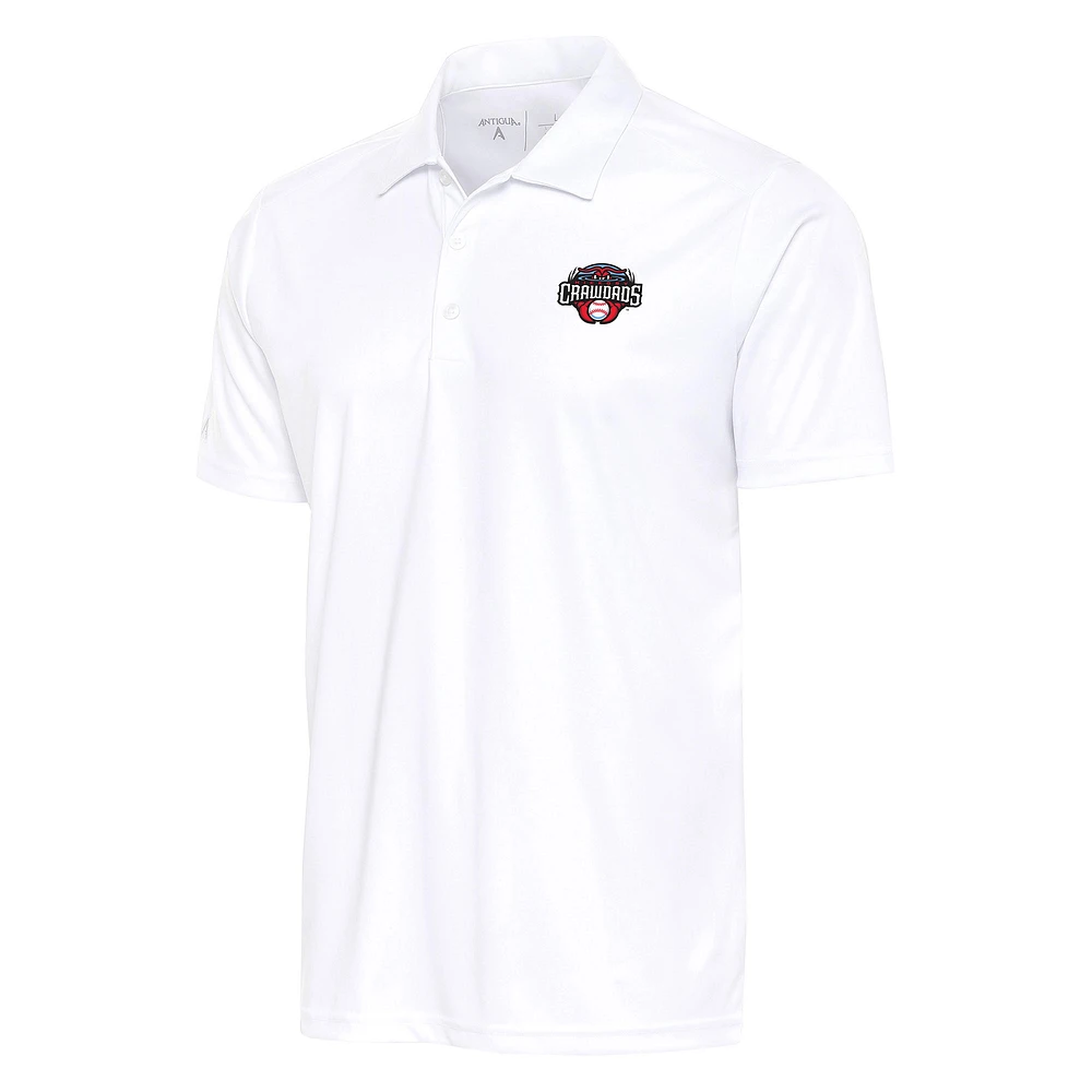 Men's Antigua White Hickory Crawdads Tribute Polo