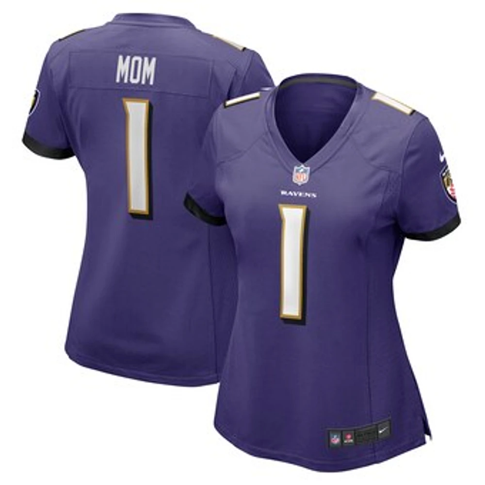 Women's Nike Number 1 Mom Purple Baltimore Ravens Game Jersey