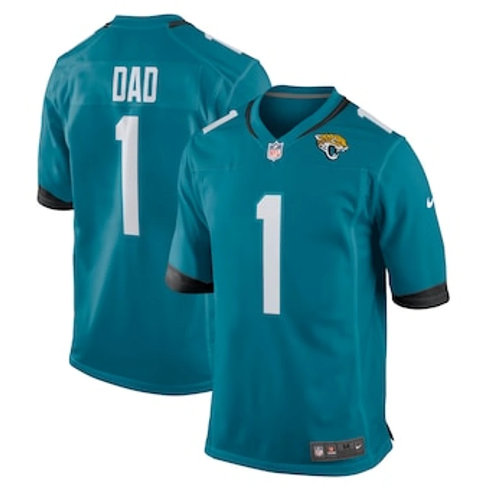 Men's Nike Number 1 Dad Teal Jacksonville Jaguars Game Jersey