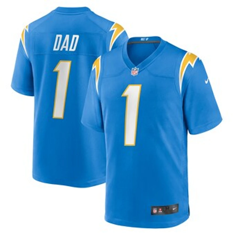 Men's Nike Number 1 Dad Powder Blue Los Angeles Chargers Game Jersey