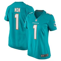 Women's Nike Number 1 Mom Aqua Miami Dolphins Game Jersey