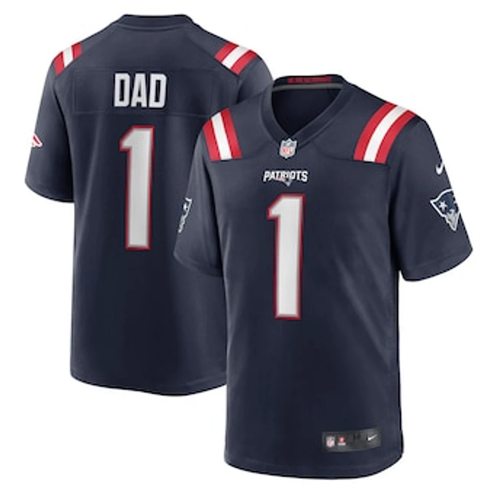 Men's Nike Number 1 Dad Navy New England Patriots Game Jersey