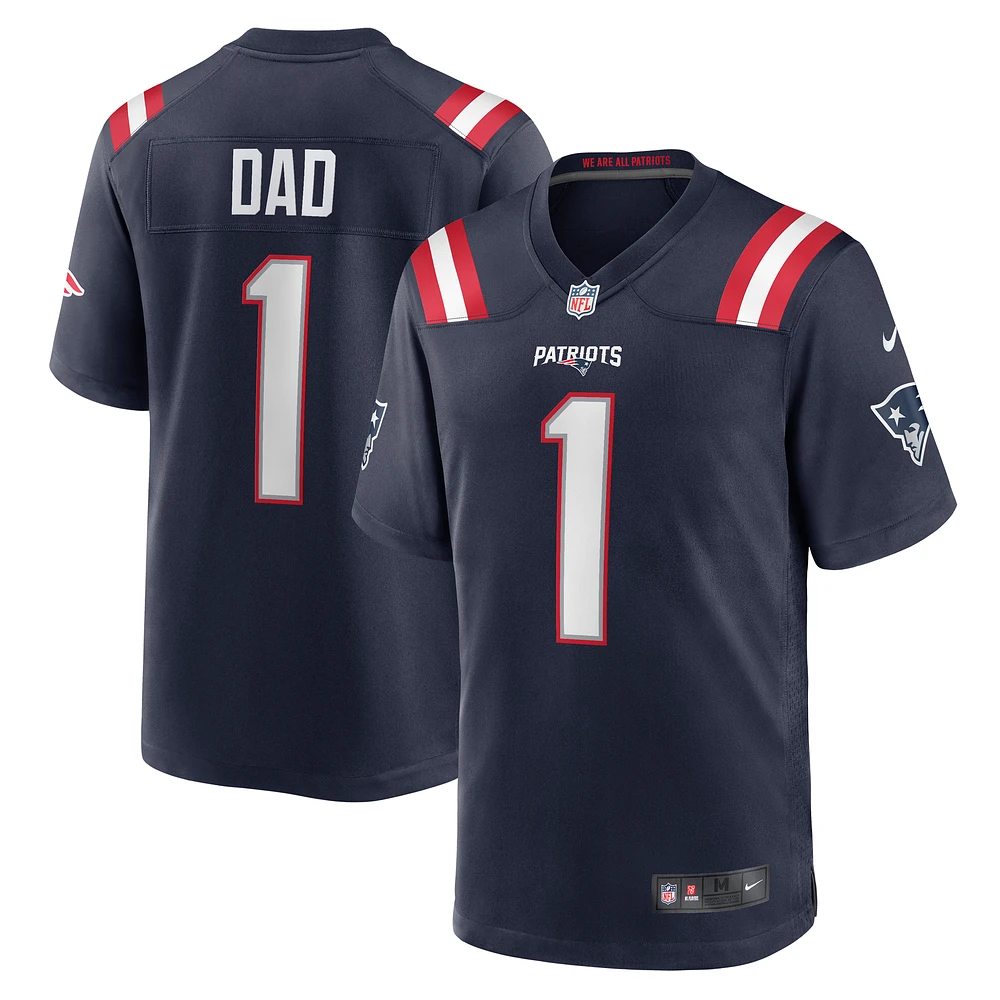 Men's Nike Number 1 Dad Navy New England Patriots Game Jersey