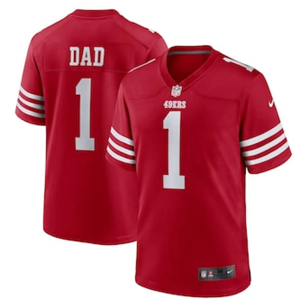 Men's Nike Number 1 Dad Scarlet San Francisco 49ers Game Jersey