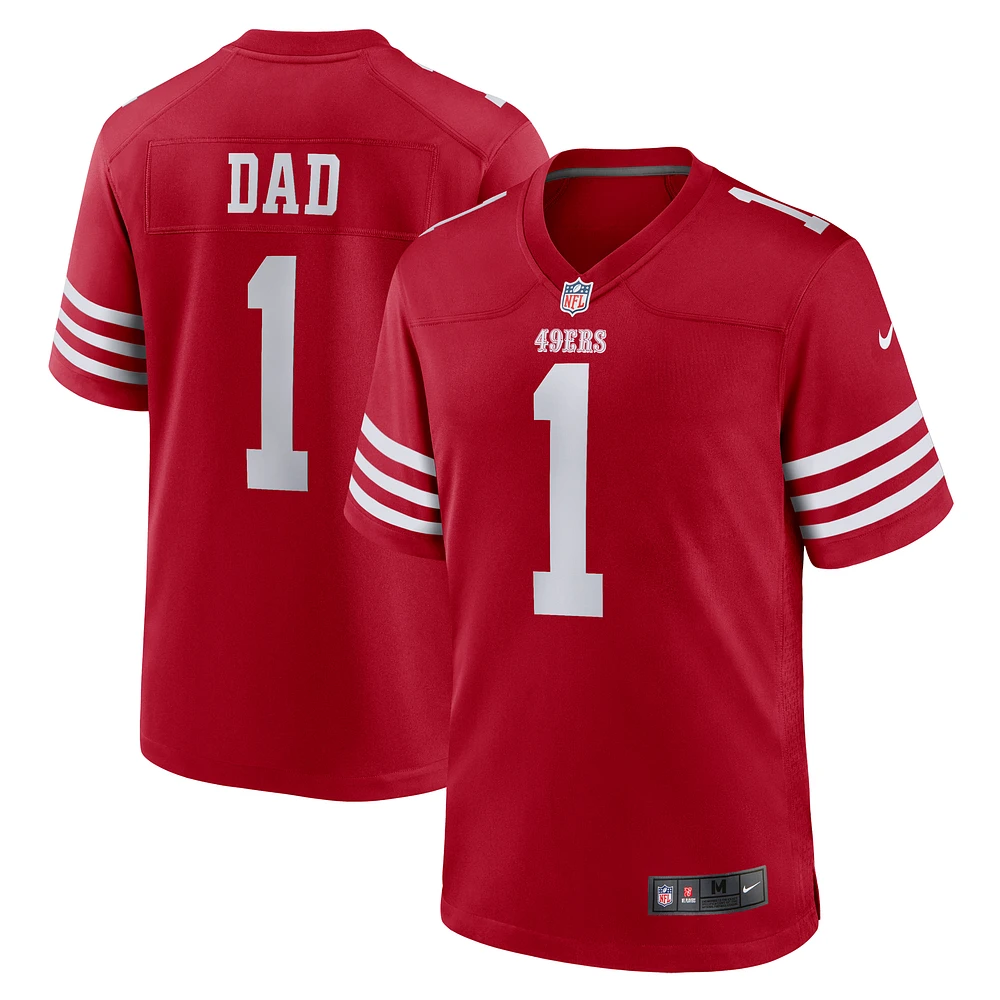 Men's Nike Number 1 Dad Scarlet San Francisco 49ers Game Jersey