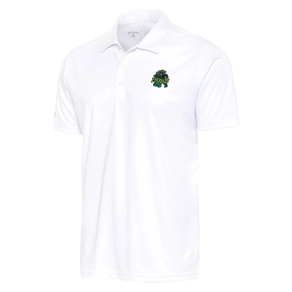 Men's Antigua White Eugene Emeralds Big & Tall Tribute Polo