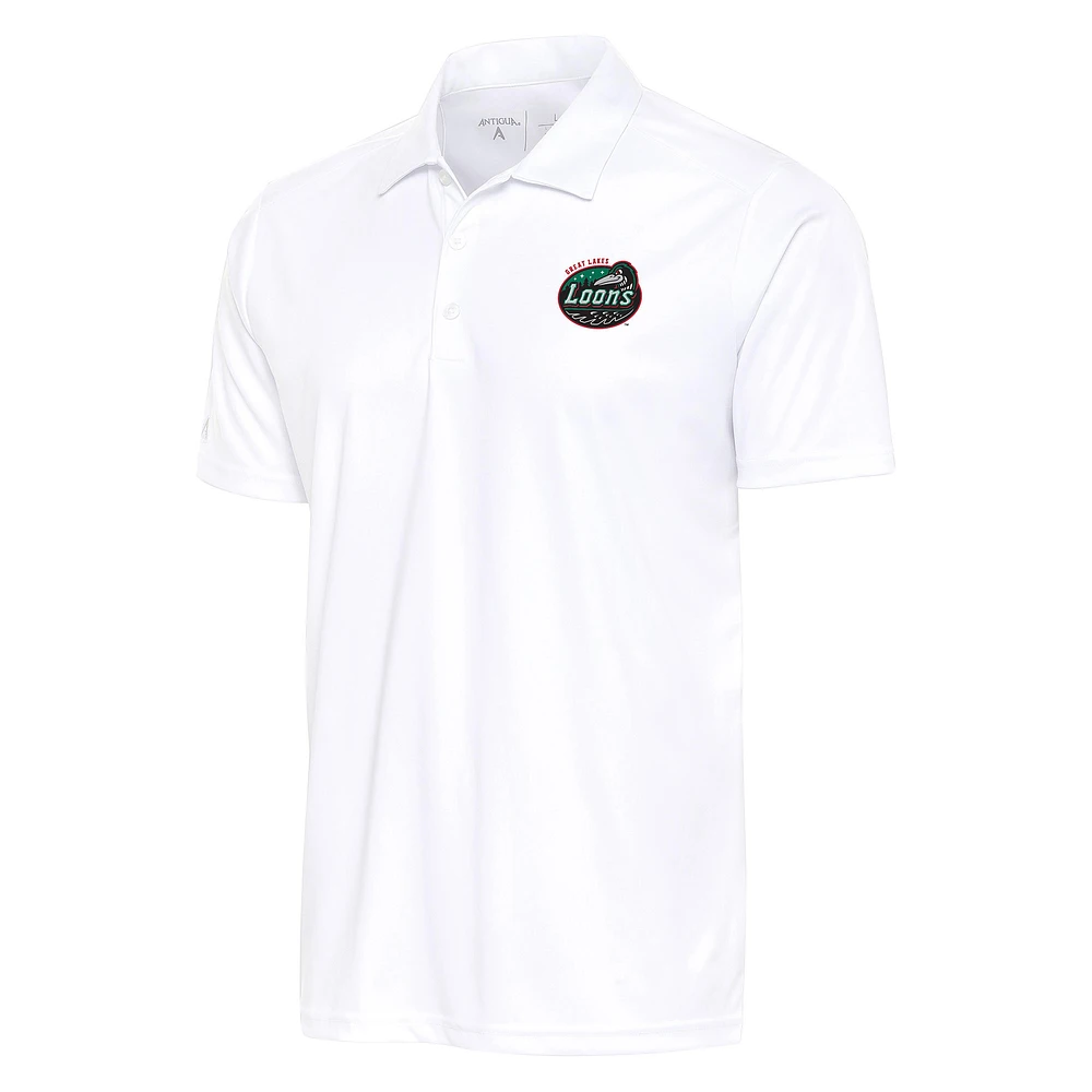 Men's Antigua White Great Lakes Loons Big & Tall Tribute Polo