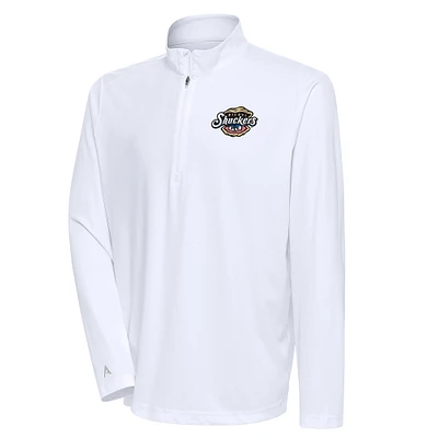 Men's Antigua  White Biloxi Shuckers Tribute Quarter-Zip Pullover Top
