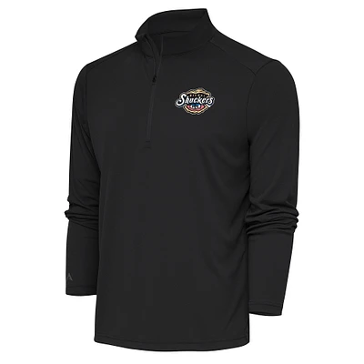 Men's Antigua  Charcoal Biloxi Shuckers Tribute Quarter-Zip Pullover Top