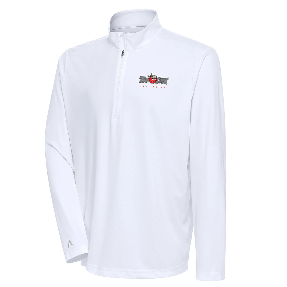 Men's Antigua White Fort Wayne TinCaps Tribute Quarter-Zip Pullover Top