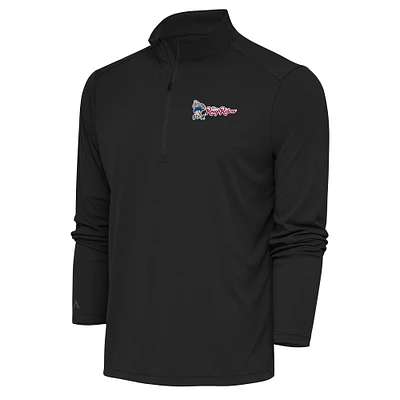 Men's Antigua  Charcoal Frisco RoughRiders Tribute Quarter-Zip Pullover Top