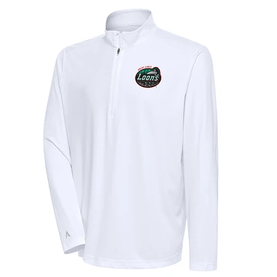 Men's Antigua  White Great Lakes Loons Tribute Quarter-Zip Pullover Top