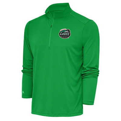 Men's Antigua  Kelly Green Great Lakes Loons Tribute Quarter-Zip Pullover Top