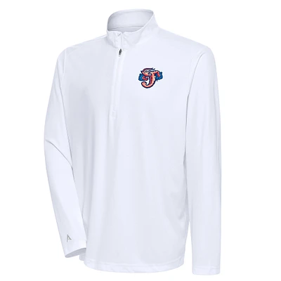 Men's Antigua  White Jacksonville Jumbo Shrimp Tribute Quarter-Zip Pullover Top