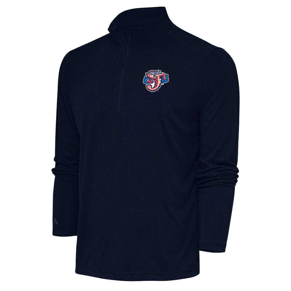 Men's Antigua Navy Jacksonville Jumbo Shrimp Tribute Quarter-Zip Pullover Top
