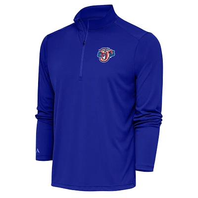 Men's Antigua  Royal Jacksonville Jumbo Shrimp Tribute Quarter-Zip Pullover Top