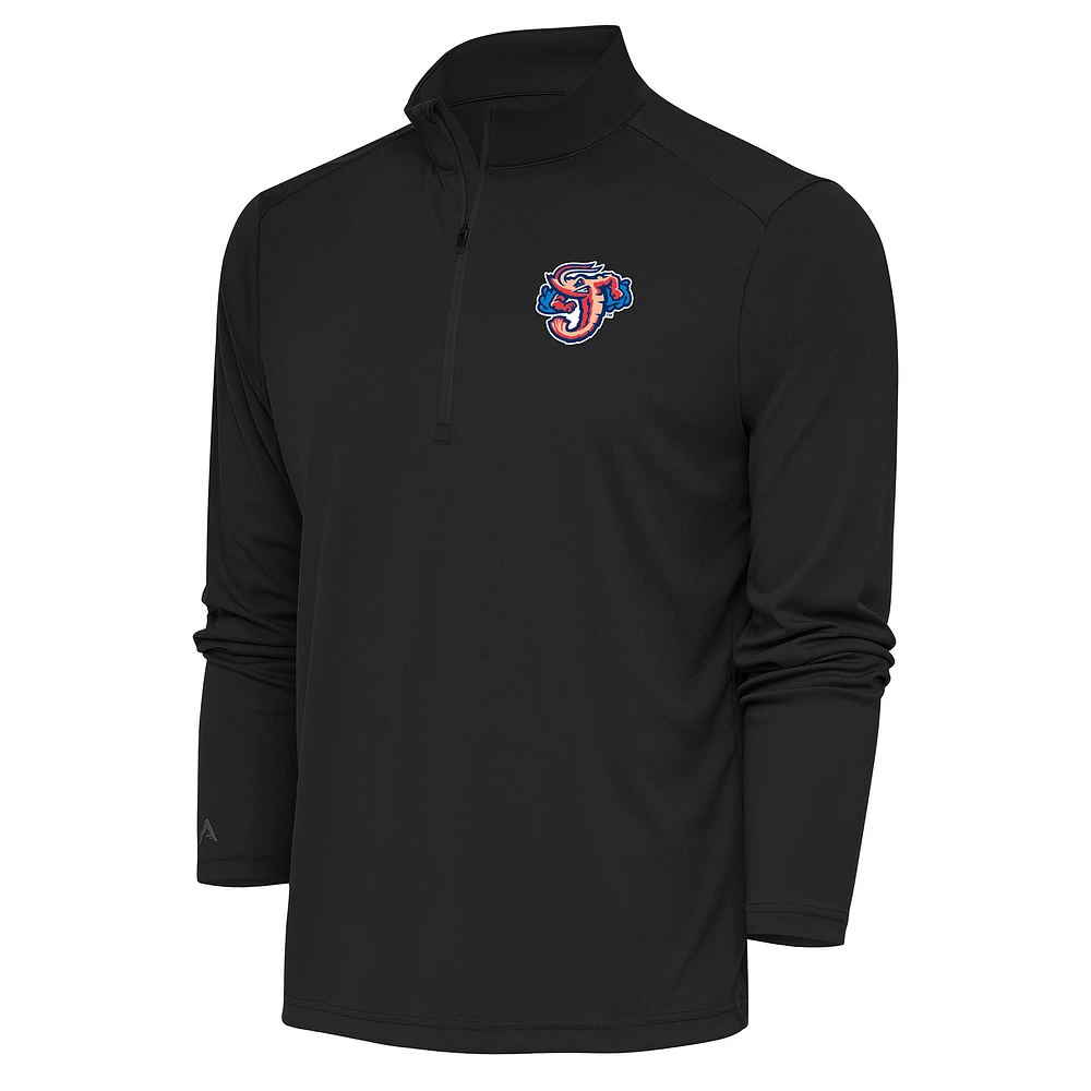 Men's Antigua Charcoal Jacksonville Jumbo Shrimp Tribute Quarter-Zip Pullover Top