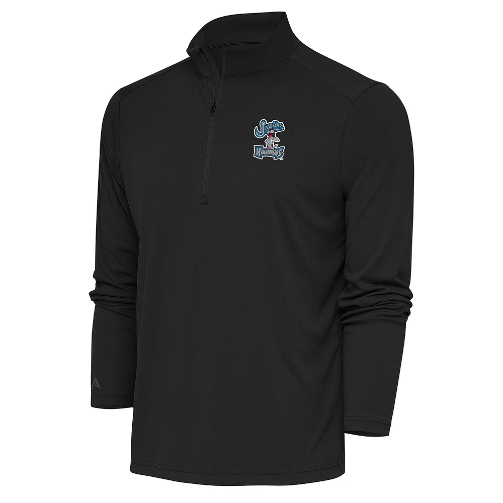 Men's Antigua Charcoal Jupiter Hammerheads Tribute Quarter-Zip Pullover Top