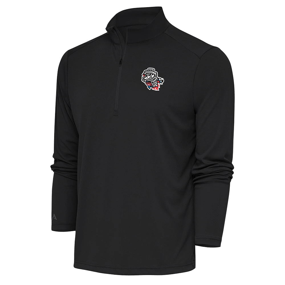 Men's Antigua Charcoal Rocket City Trash Pandas Tribute Quarter-Zip Pullover Top