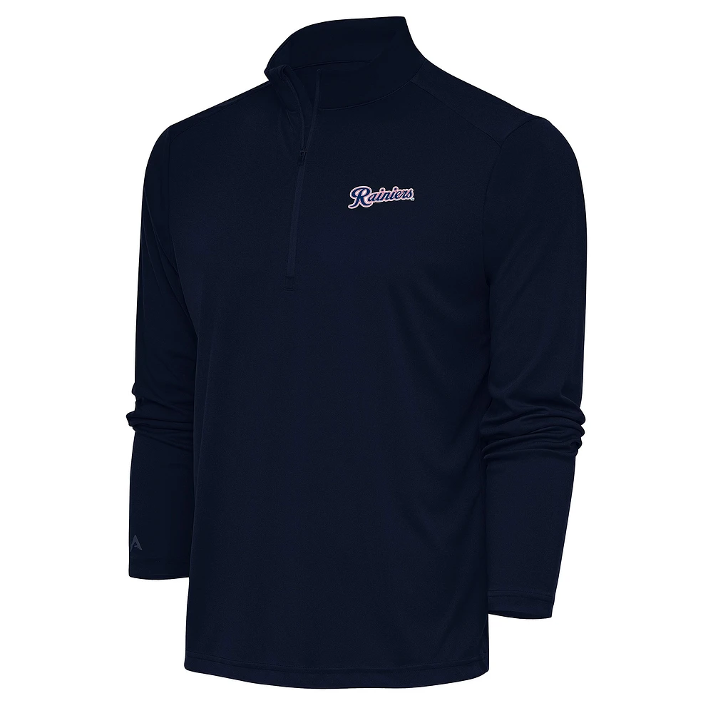 Men's Antigua Navy Tacoma Rainiers Tribute Quarter-Zip Pullover Top