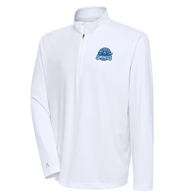 Men's Antigua  White Tennessee Smokies Tribute Quarter-Zip Pullover Top