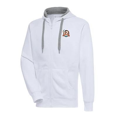 Men's Antigua  White Bowie Baysox Victory Full-Zip Hoodie
