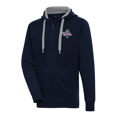 Men's Antigua  Navy Cedar Rapids Kernels Victory Full-Zip Hoodie