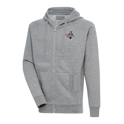 Men's Antigua  Heather Gray Cedar Rapids Kernels Victory Full-Zip Hoodie