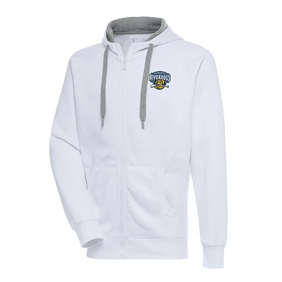 Men's Antigua  White Charleston RiverDogs Victory Full-Zip Hoodie