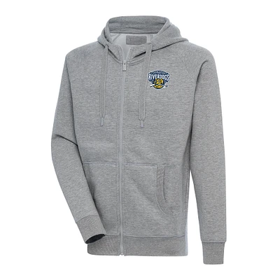 Men's Antigua  Heather Gray Charleston RiverDogs Victory Full-Zip Hoodie
