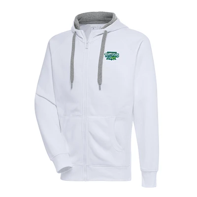 Men's Antigua  White Daytona Tortugas Victory Full-Zip Hoodie