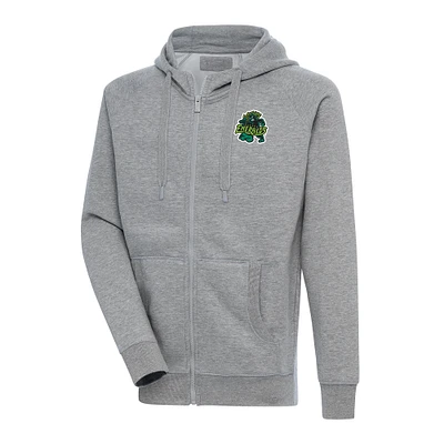 Men's Antigua  Heather Gray Eugene Emeralds Victory Full-Zip Hoodie