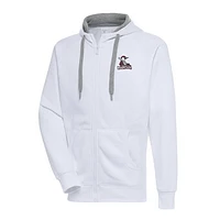 Men's Antigua  White Fayetteville Woodpeckers Victory Full-Zip Hoodie