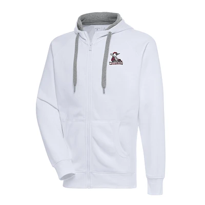 Men's Antigua  White Fayetteville Woodpeckers Victory Full-Zip Hoodie