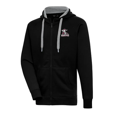 Men's Antigua  Black Fayetteville Woodpeckers Victory Full-Zip Hoodie