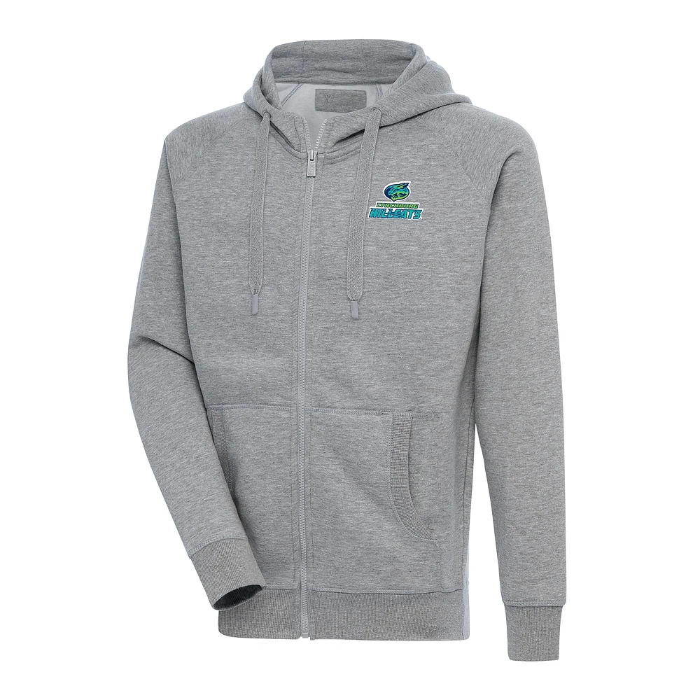 Men's Antigua Heather Gray Lynchburg Hillcats Victory Full-Zip Hoodie
